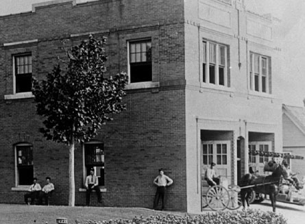 Historic firehouse that has been restored to The Nobleman Hotel in Fort Worth, TX.